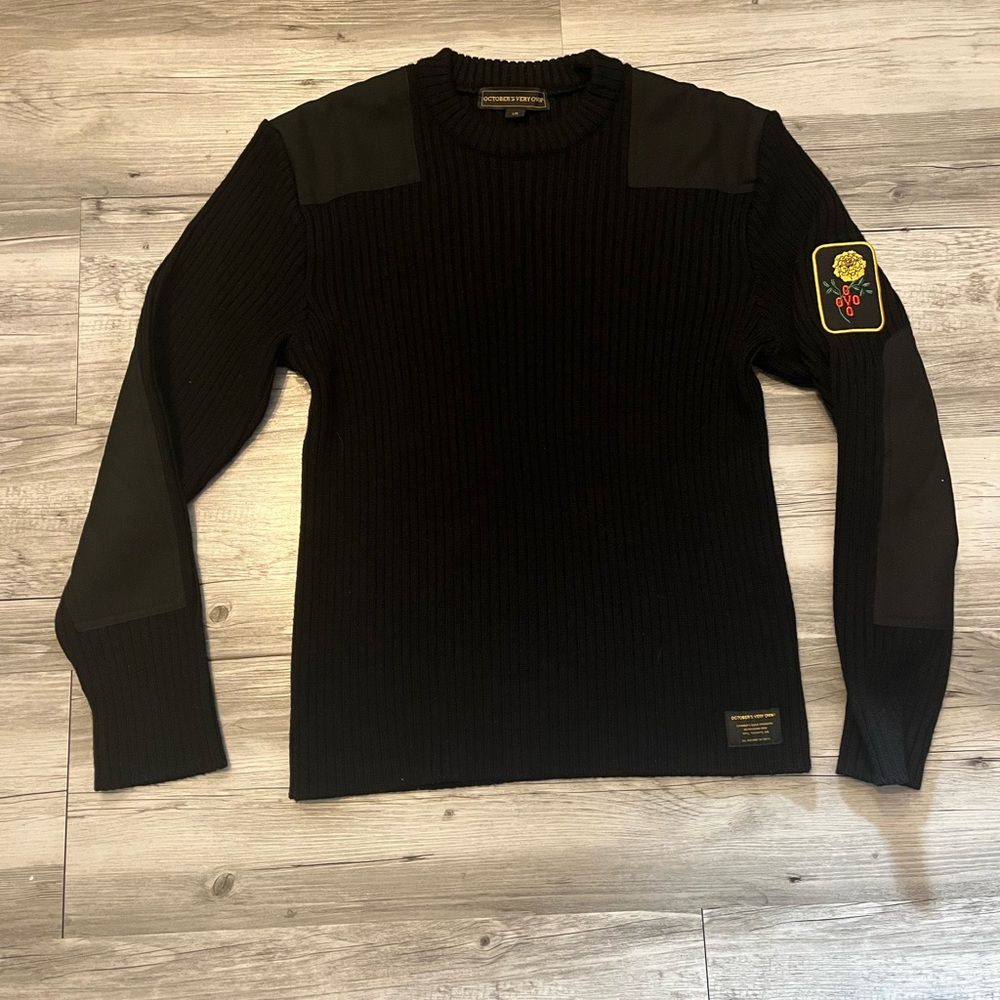 OVO Wool Knitted Military Sweater with Marigold Patch
